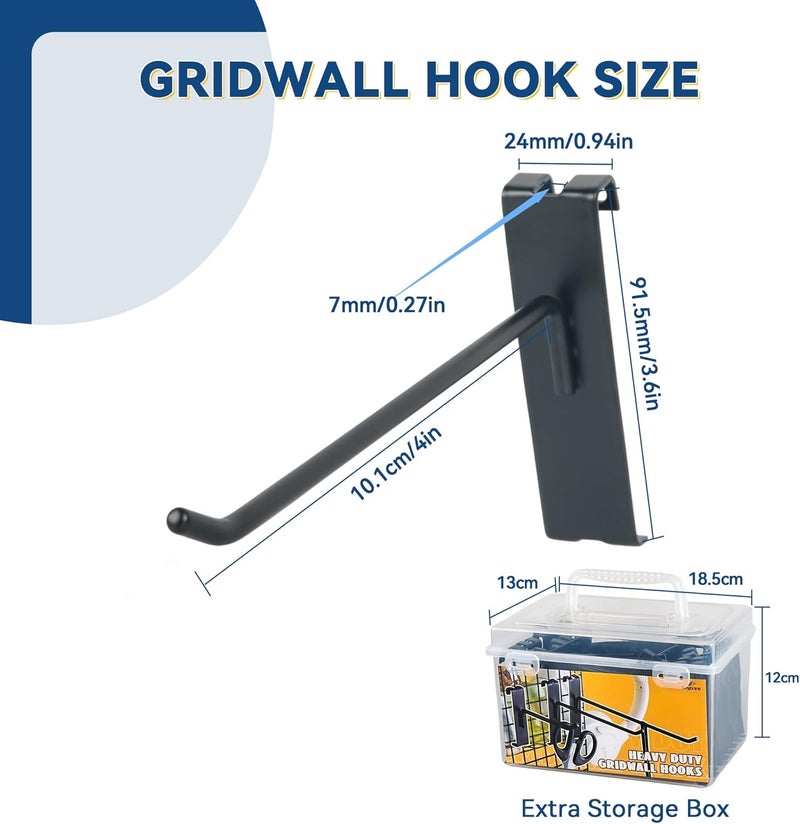 Alyoen Gridwall Hooks 4in, Black Grid Wall Panel Hangers, Metal Display Hooks for Grid Wall, Gridwall Accessories for Retail Garage Shop Home Display (30 Pack) - Image 5